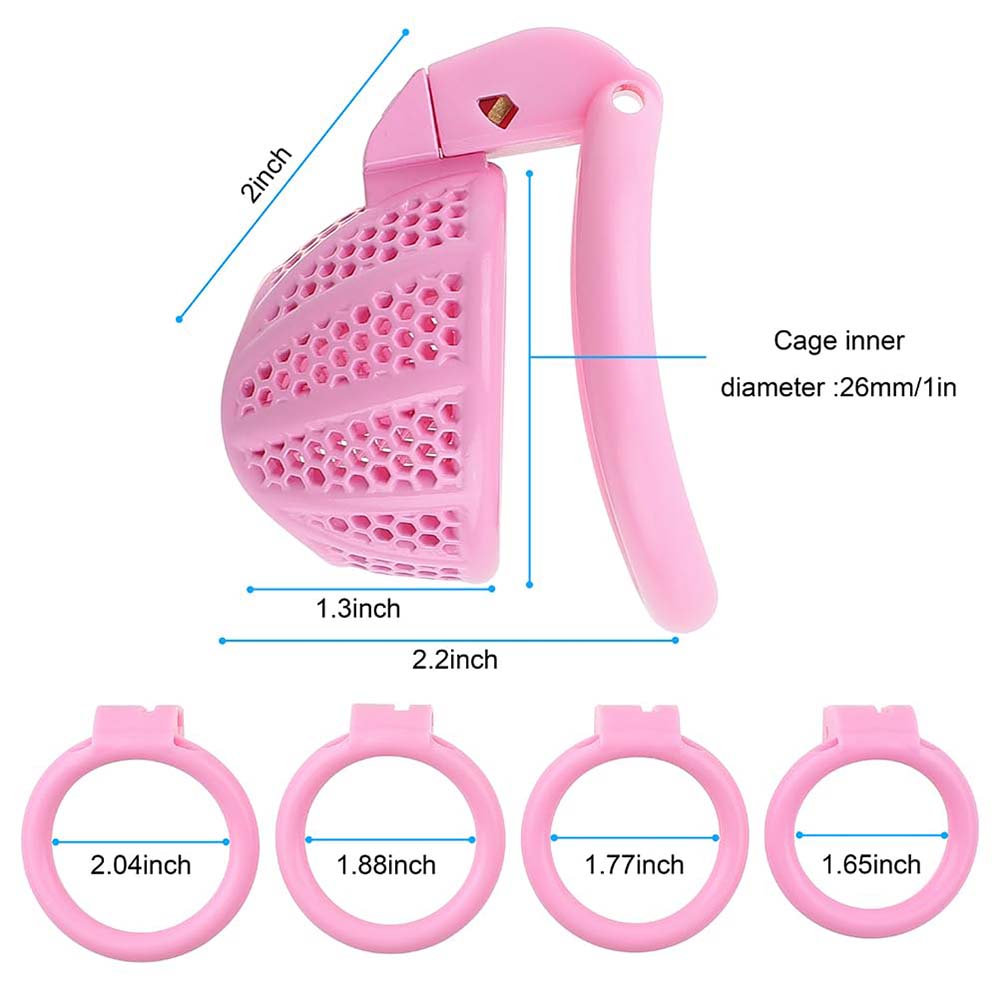 Male Chastity Device Cage - Ultra Small Lightweight Pink Metal Chastity Cage – product view 7