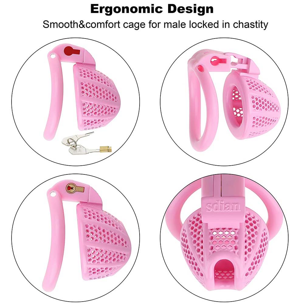 Male Chastity Device Cage - Ultra Small Lightweight Pink Metal Chastity Cage – product view 3