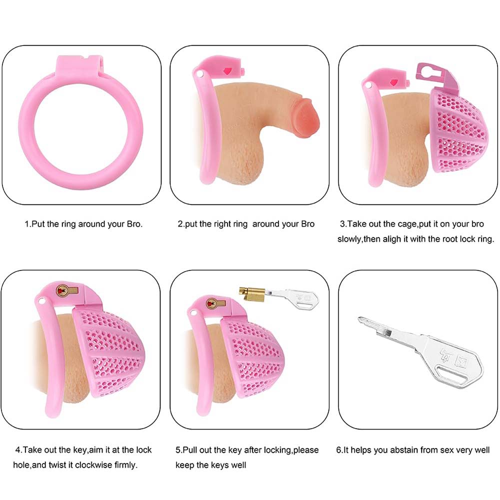 Male Chastity Device Cage - Ultra Small Lightweight Pink Metal Chastity Cage – product view 4
