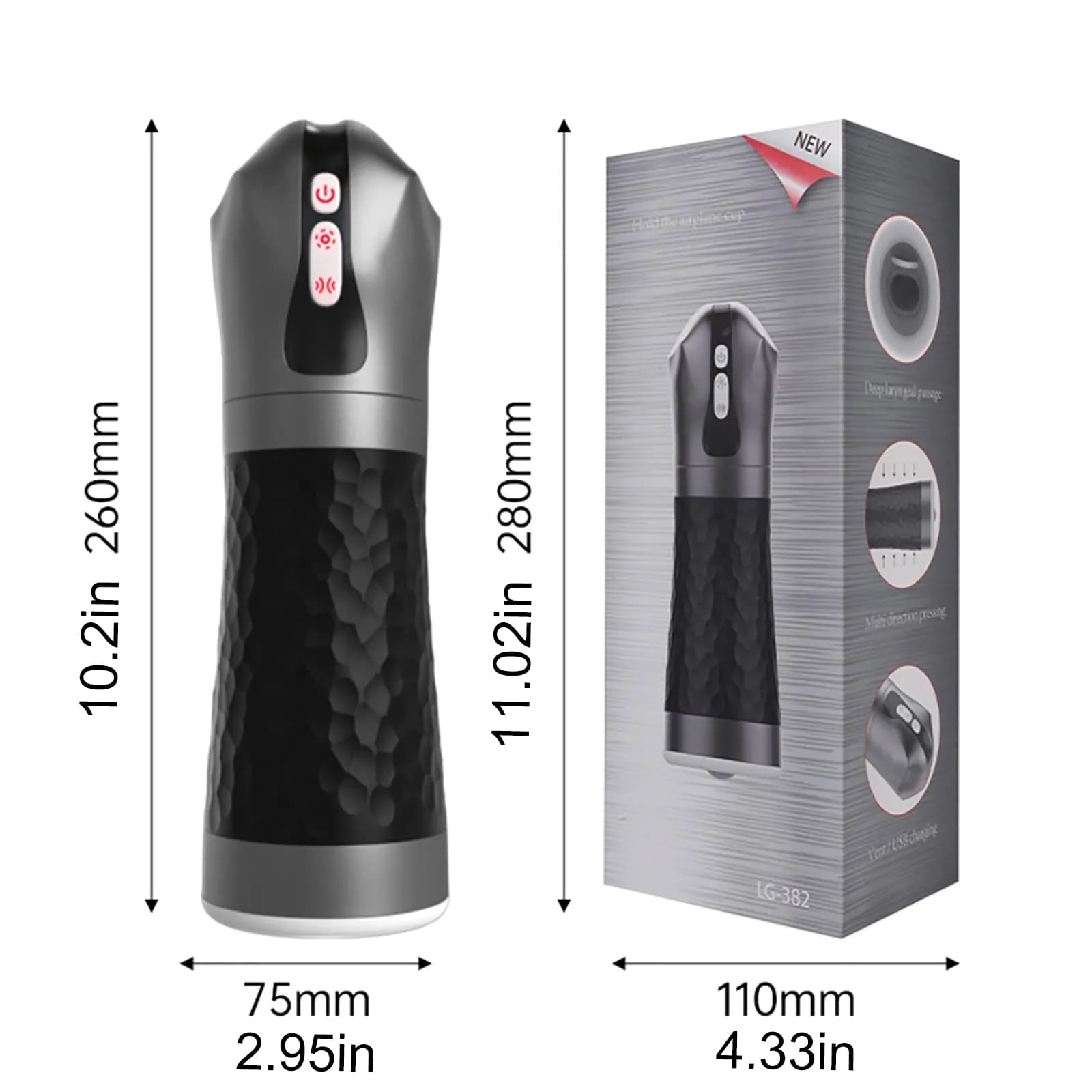 LUOGE 10 Vibrating 5 Sucking Male Stroker Penis Training & Tongue Lick Testicles 2 in 1, Heating Voice Blowjob Toy – product view 7
