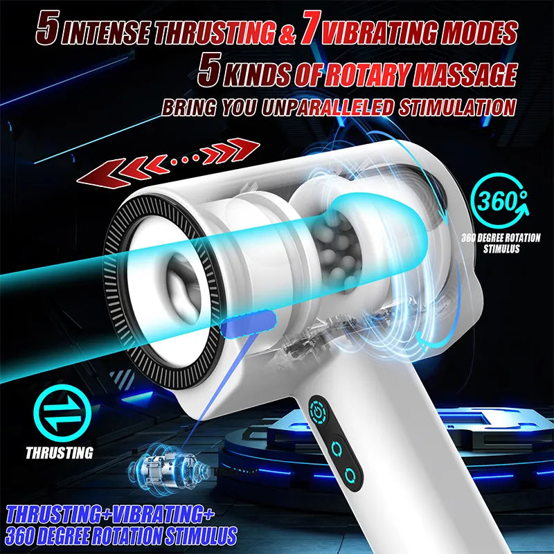 Automatic 5 Thrusting Sucking and 7 frequency vibrations Handheld Male Stroker — product image 3