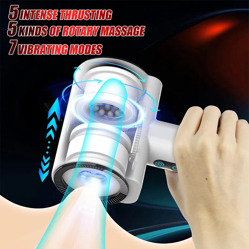 Automatic 5 Thrusting Sucking and 7 frequency vibrations Handheld Male Stroker — product image 4