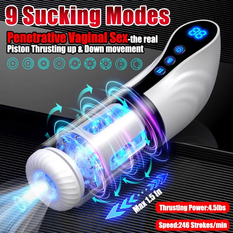 2 In 1 Fully Automatic LCD Telescopic Rotating Male Airplane Stroker — product image 3