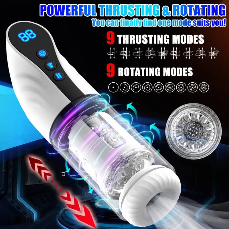 2 In 1 Fully Automatic LCD Telescopic Rotating Male Airplane Stroker — product image 2