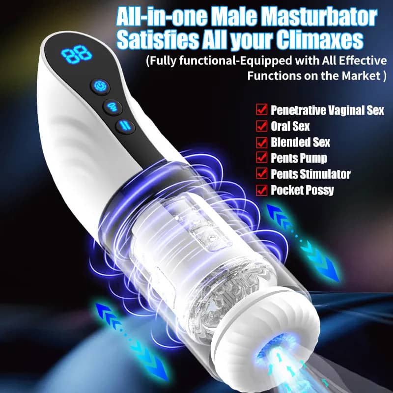 2 In 1 Fully Automatic LCD Telescopic Rotating Male Airplane Stroker — product image 4
