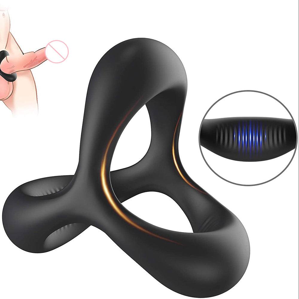 Three-In-One Lock Ring Silicone Penis Vibration Delay Ring – product view 2