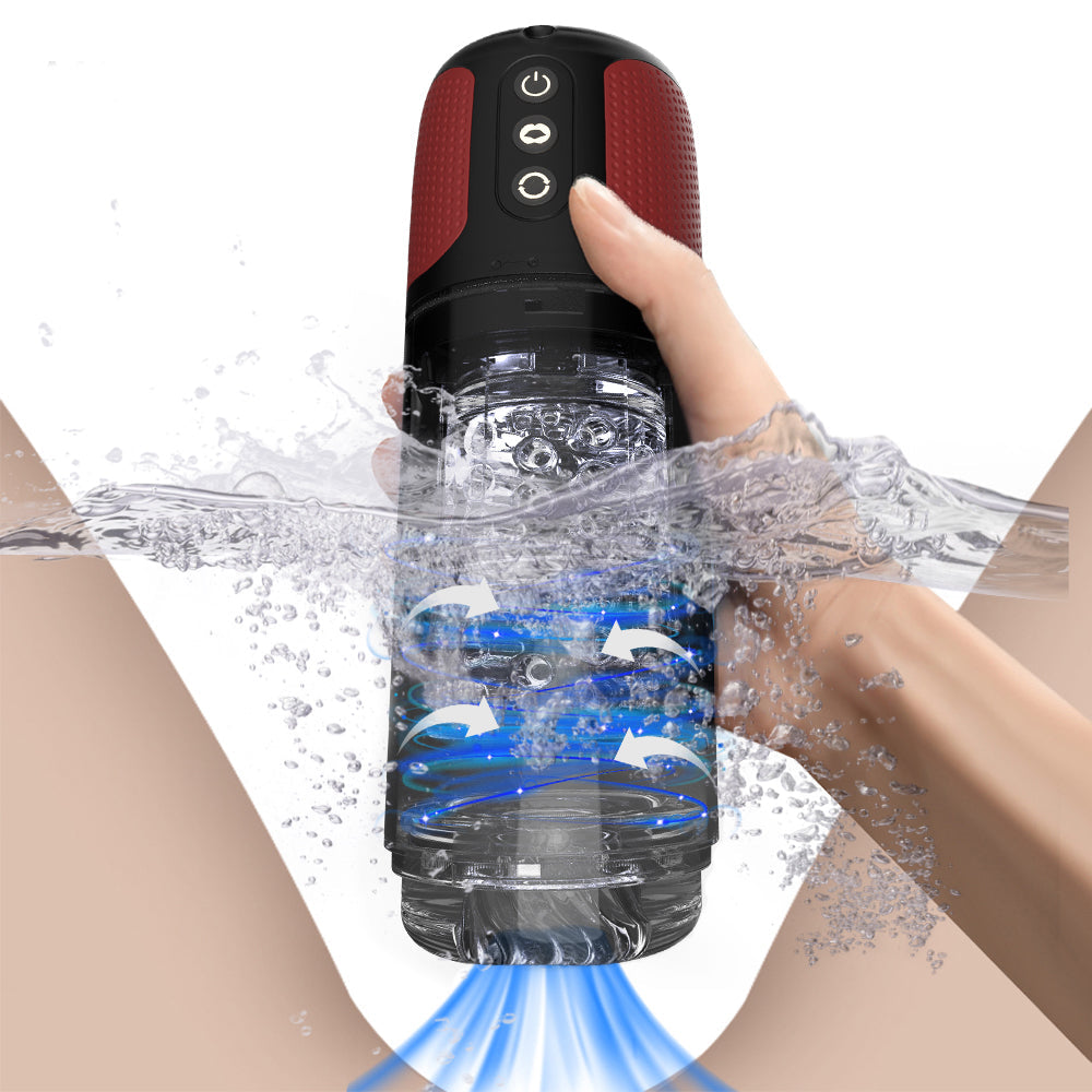 XStreamPulse Automatic Rotating Masturbation Cup with 10 Vibration 5 Sucking Vacuum Deep Throat Threaded Pussy Toy – product view 6