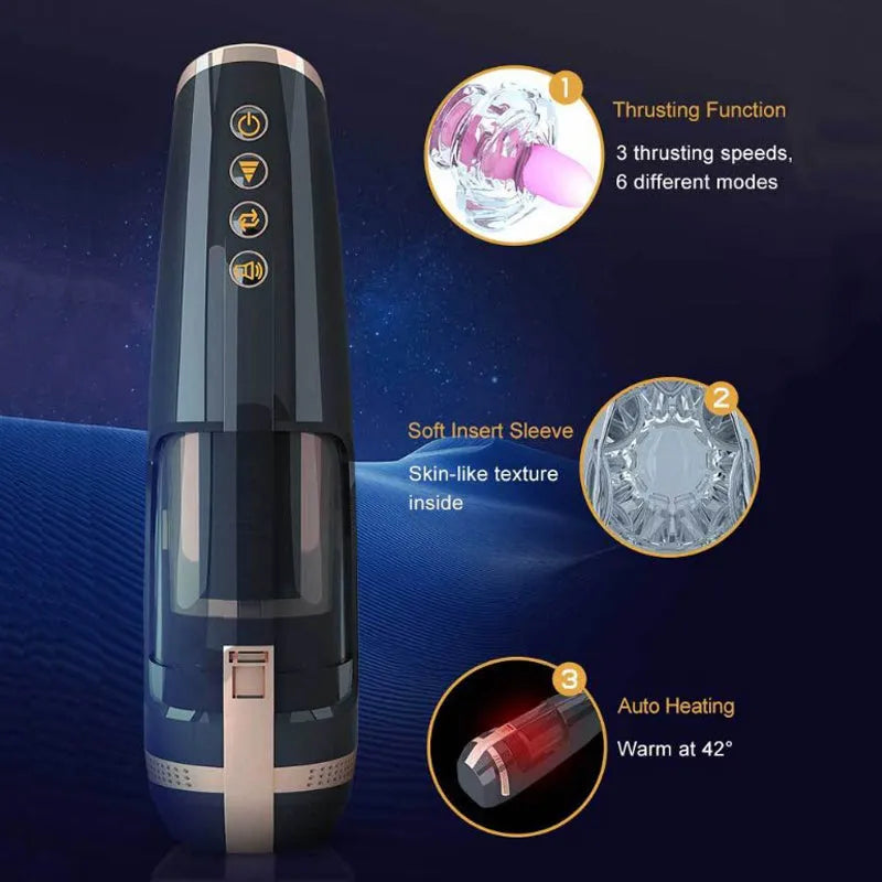 Hero 6 Thrusting Self-Heating Automatic Male Stroker with 3D Textured Sleeve Heating Mens Sex Toy Male Stroker – product view 4