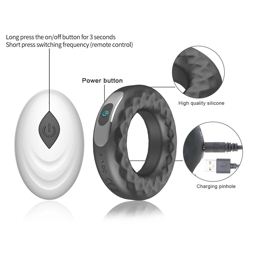 Silicone vibrating locking sperm ring male delayed masturbator – product view 4
