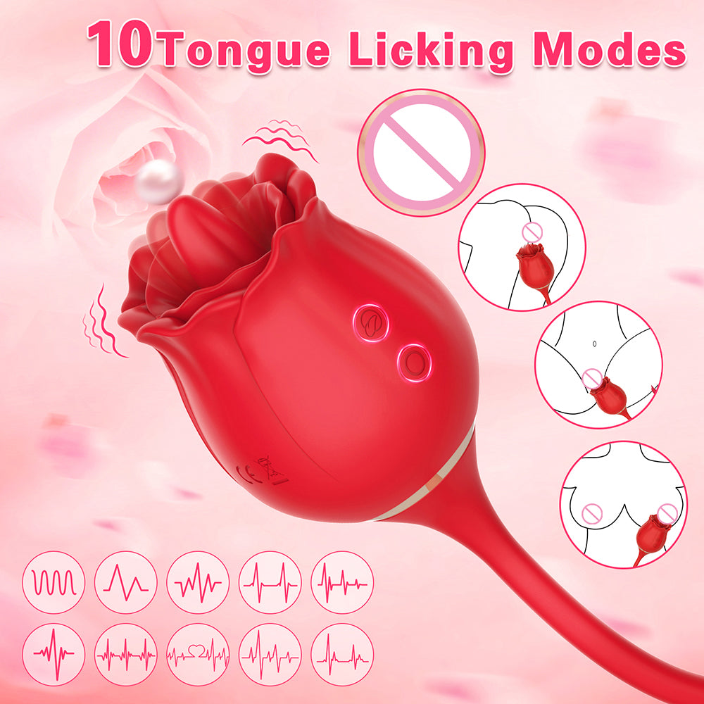 10 Frequency Rose Vibrators with Vibrating Tongue & Vibrating Egg – product view 5