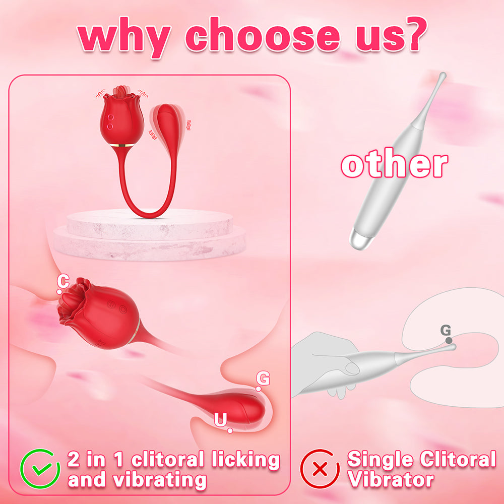10 Frequency Rose Vibrators with Vibrating Tongue & Vibrating Egg – product view 7