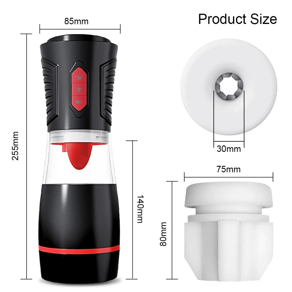 New Tongue Licking and Sucking Electric Voice Silicone Male Airplane Stroker — product image 8