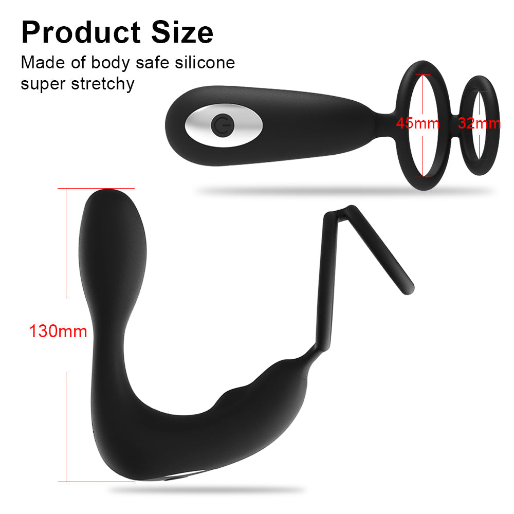 Wireless Remote Control Double Ring Lock Semen Prostate Press Anal Plug – product view 6