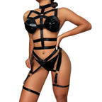 Fun Suit Midnight Charm Pu Tape Splicing With Neck Hanging