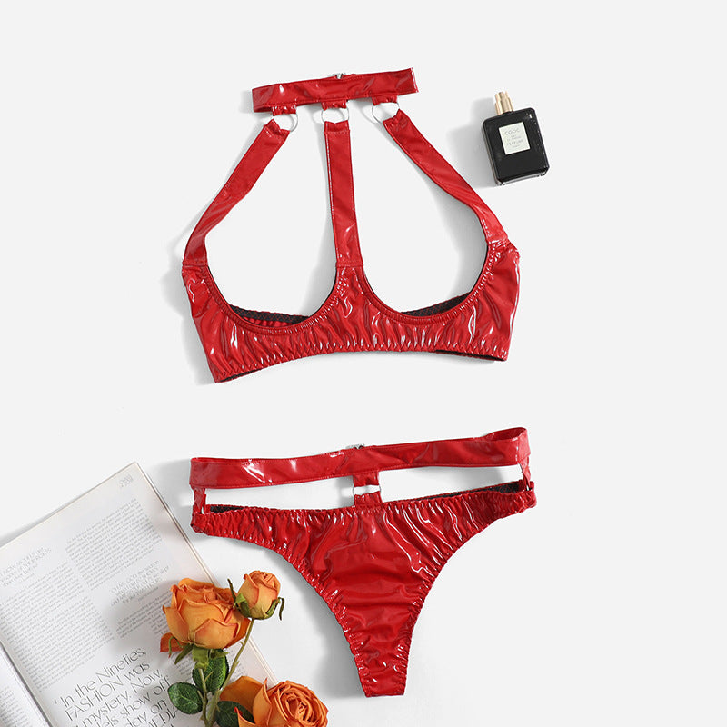 Sexy Pu Imitation Leather Erotic Lingerie Temptation Suit – product view 5