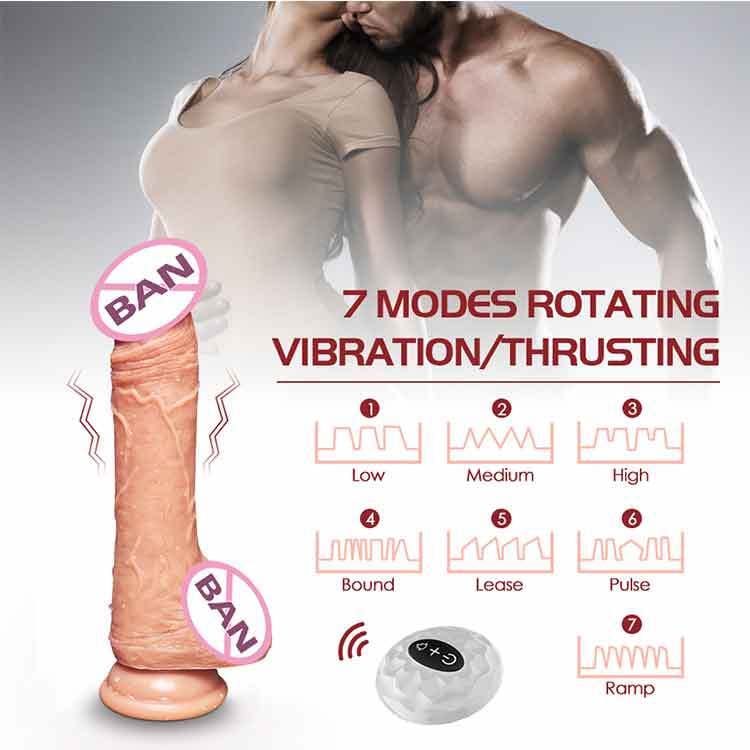 5.71 in Waterproof 7 Frequency Retractable Swing Dildo