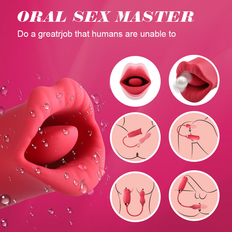 Red Lips Vibrator Tongue Sucking Female Masturbator – product view 2