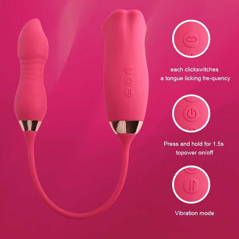 Red Lips Vibrator Tongue Sucking Female Masturbator – product view 4