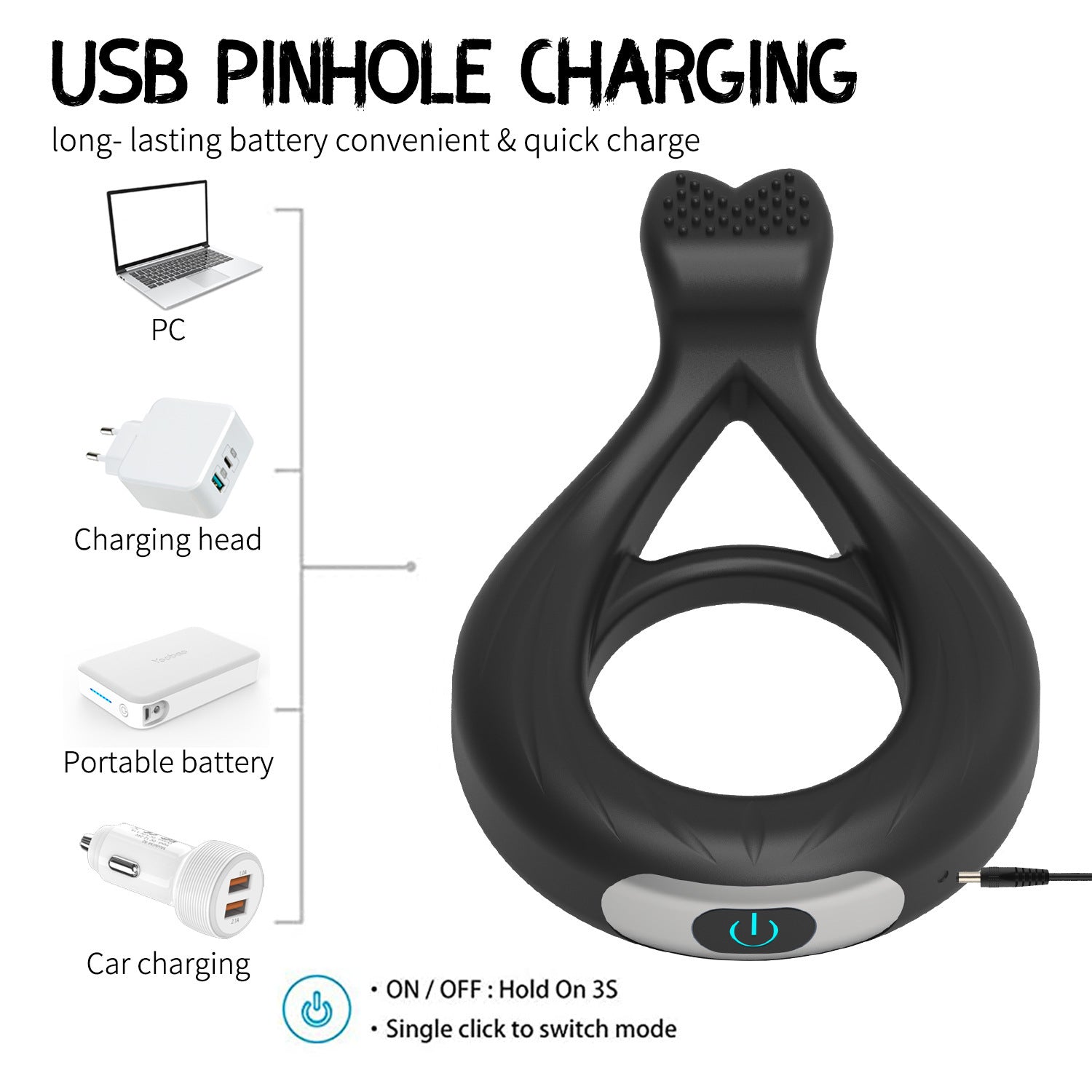 Thumb Design Remote Vibrating Cock Ring – product view 5