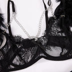 Night Angel Feather Lace Ultra-thin Sexy Lingerie Suit – product view 6
