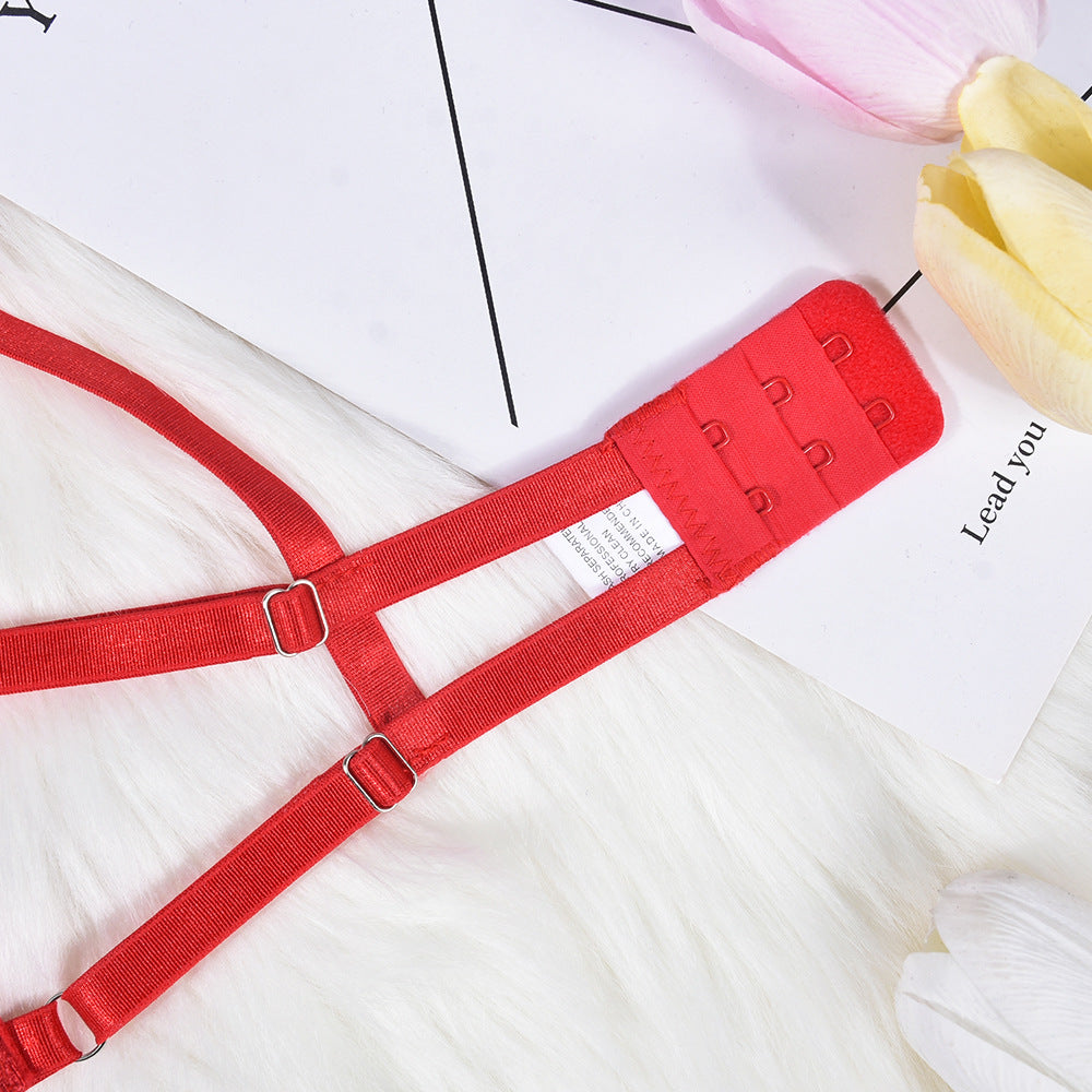 Bowknot Satin Sex Lingerie With Leg Rings – product view 10