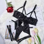 Bowknot Satin Sex Lingerie With Leg Rings – product view 12