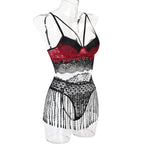 Sexy Underwear 5-piece Tassel Waist Lace Splicing With Glove – product view 5
