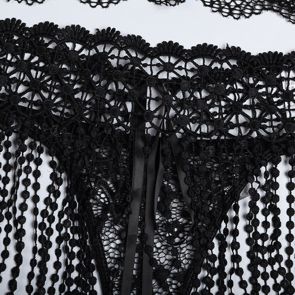 Sexy Underwear 5-piece Tassel Waist Lace Splicing With Glove – product view 10