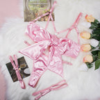Bowknot Satin Sex Lingerie With Leg Rings – product view 8