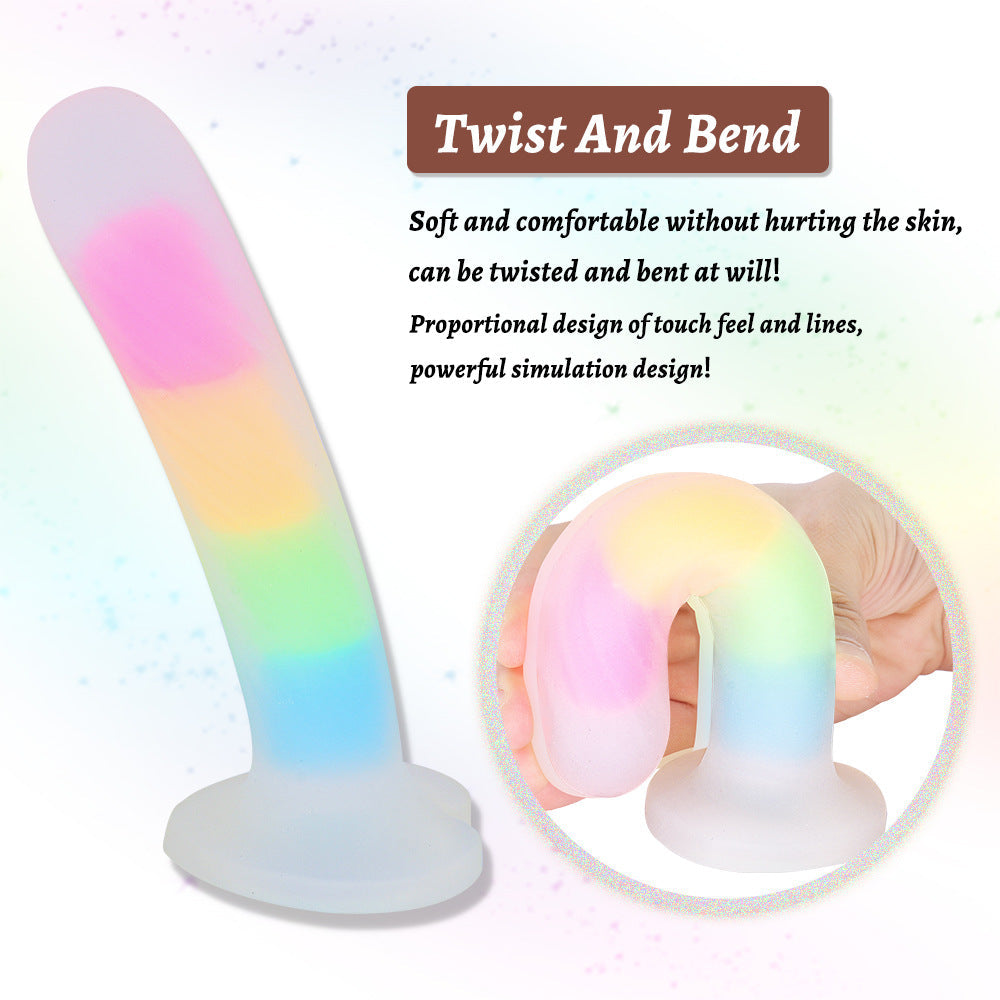 Rainbow Luminous Anal Plug with Suction Cup Sex Toy 6.5 Inch – product view 2