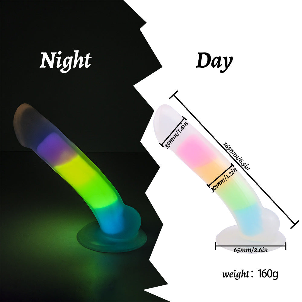 Rainbow Luminous Anal Plug with Suction Cup Sex Toy 6.5 Inch – product view 5