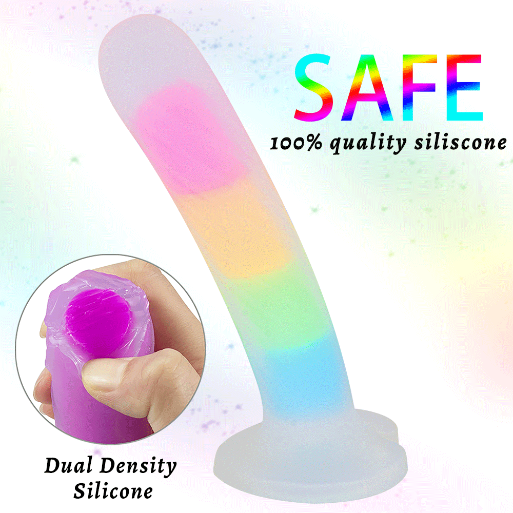 Rainbow Luminous Anal Plug with Suction Cup Sex Toy 6.5 Inch – product view 3