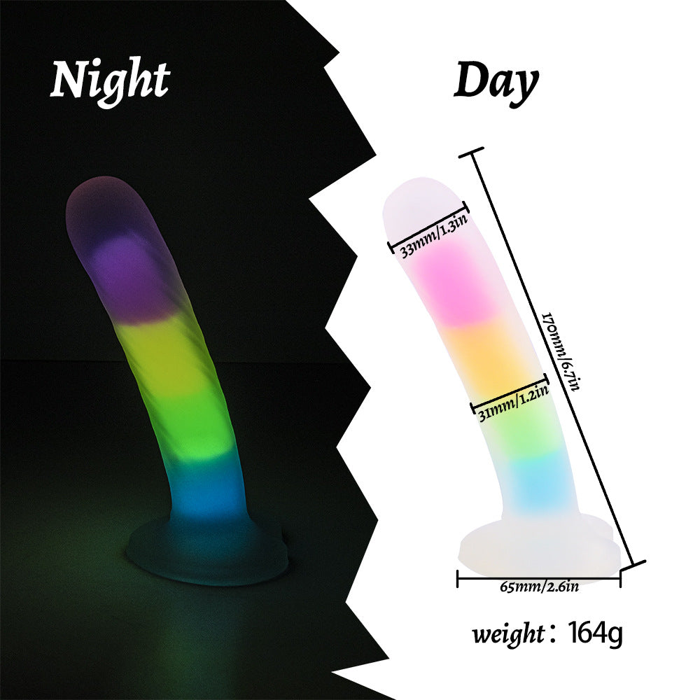 Rainbow Luminous Anal Plug with Suction Cup Sex Toy 6.5 Inch – product view 4