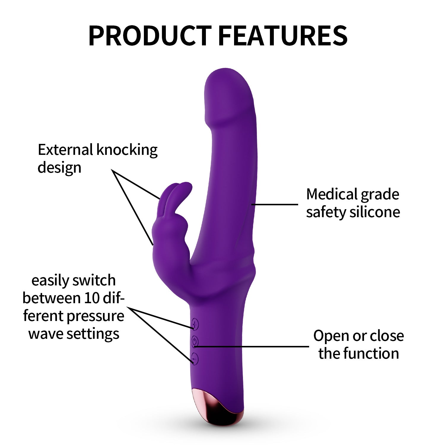 10 Modes Rabbit Vibrating Dildo Slapping Vibration – product view 2