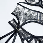 Lace Embroidery Black Sex Lingerie Set – product view 9