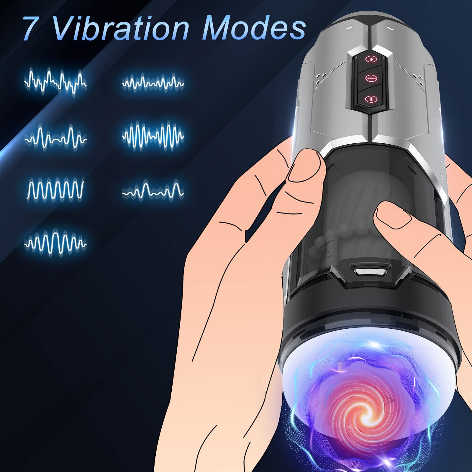 【One-Click Climax】Automatic Male Stroker with Ring with 7 Thrusting & Vibration Modes for Stimulation Electric Pocket Pussy Male Stroker Toy, Adult Male Sex Toys for Men – product view 3