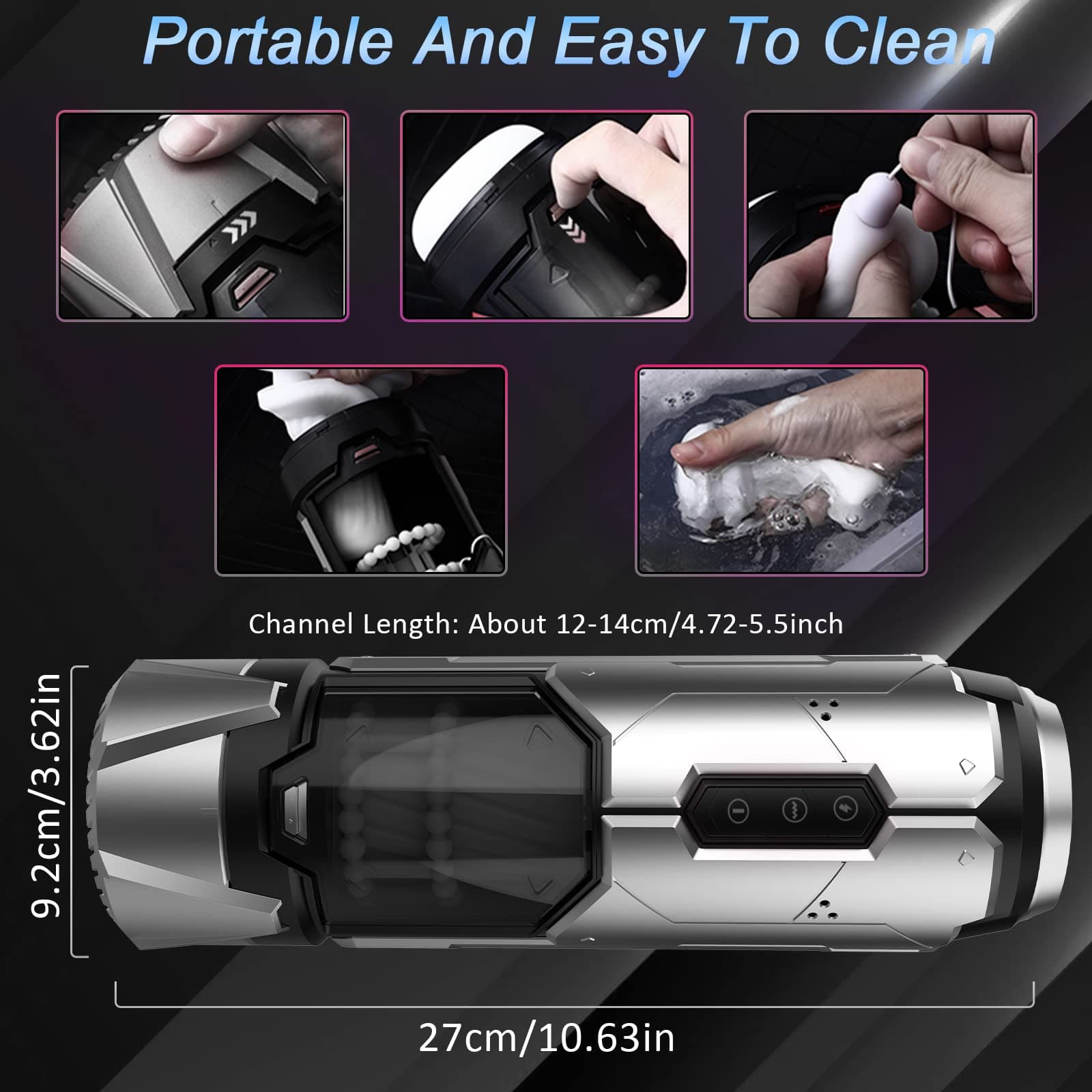 【One-Click Climax】Automatic Male Stroker with Ring with 7 Thrusting & Vibration Modes for Stimulation Electric Pocket Pussy Male Stroker Toy, Adult Male Sex Toys for Men – product view 8