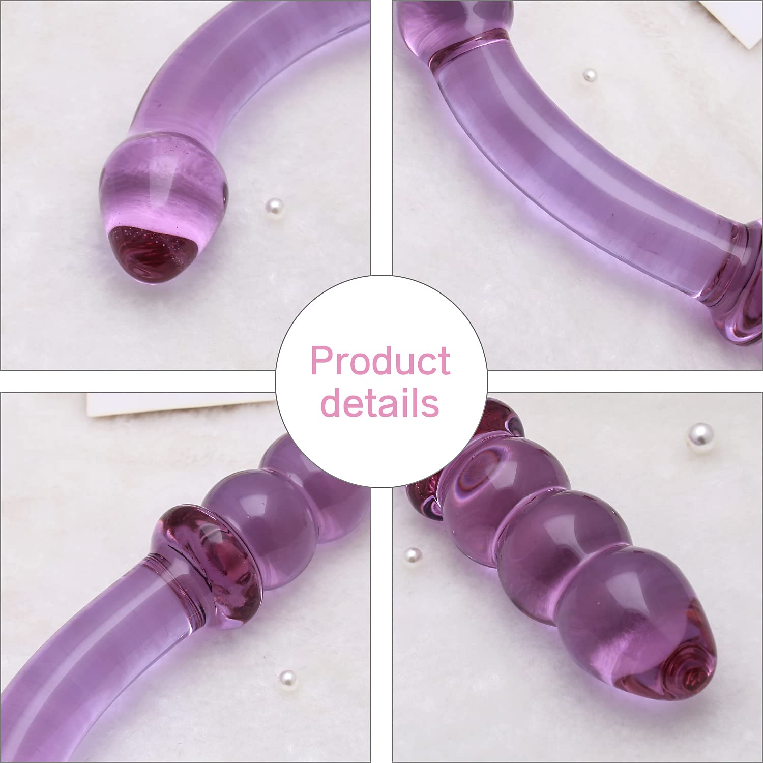 Purple & Pink & Transparent Crystal Glass Dildo G-spot Massager – product view 4