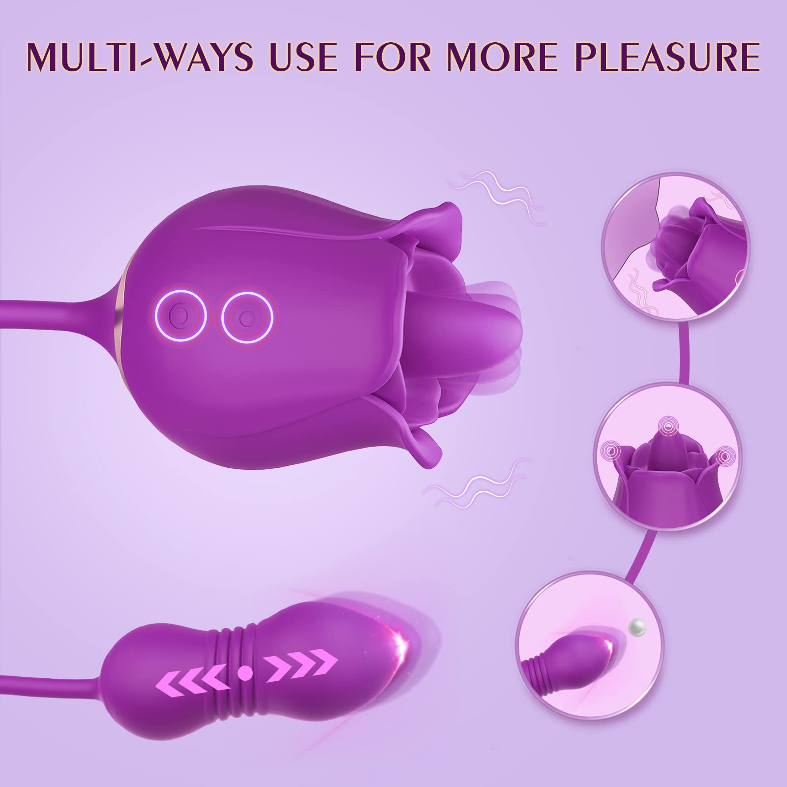 Rose Vibrating Tongue Licking Waterproof Vibrator – product view 4
