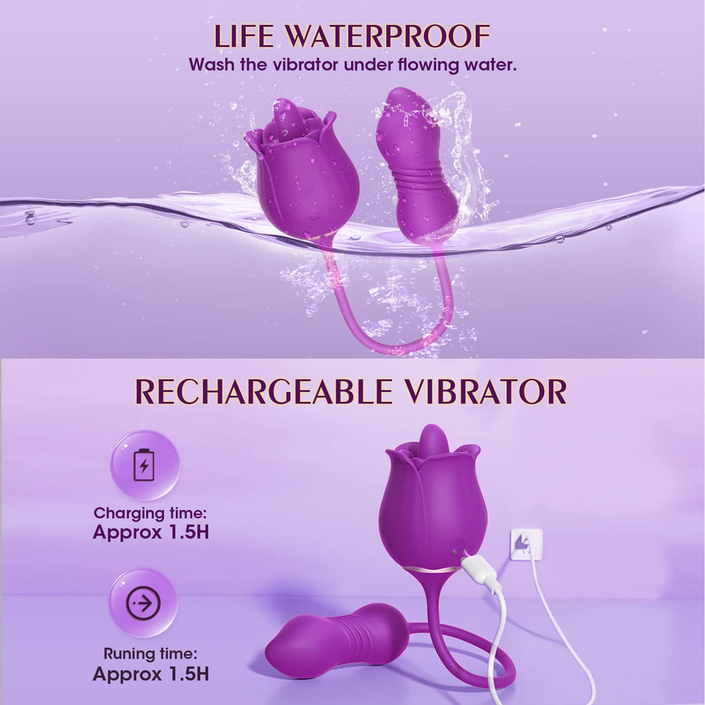 Rose Vibrating Tongue Licking Waterproof Vibrator – product view 5