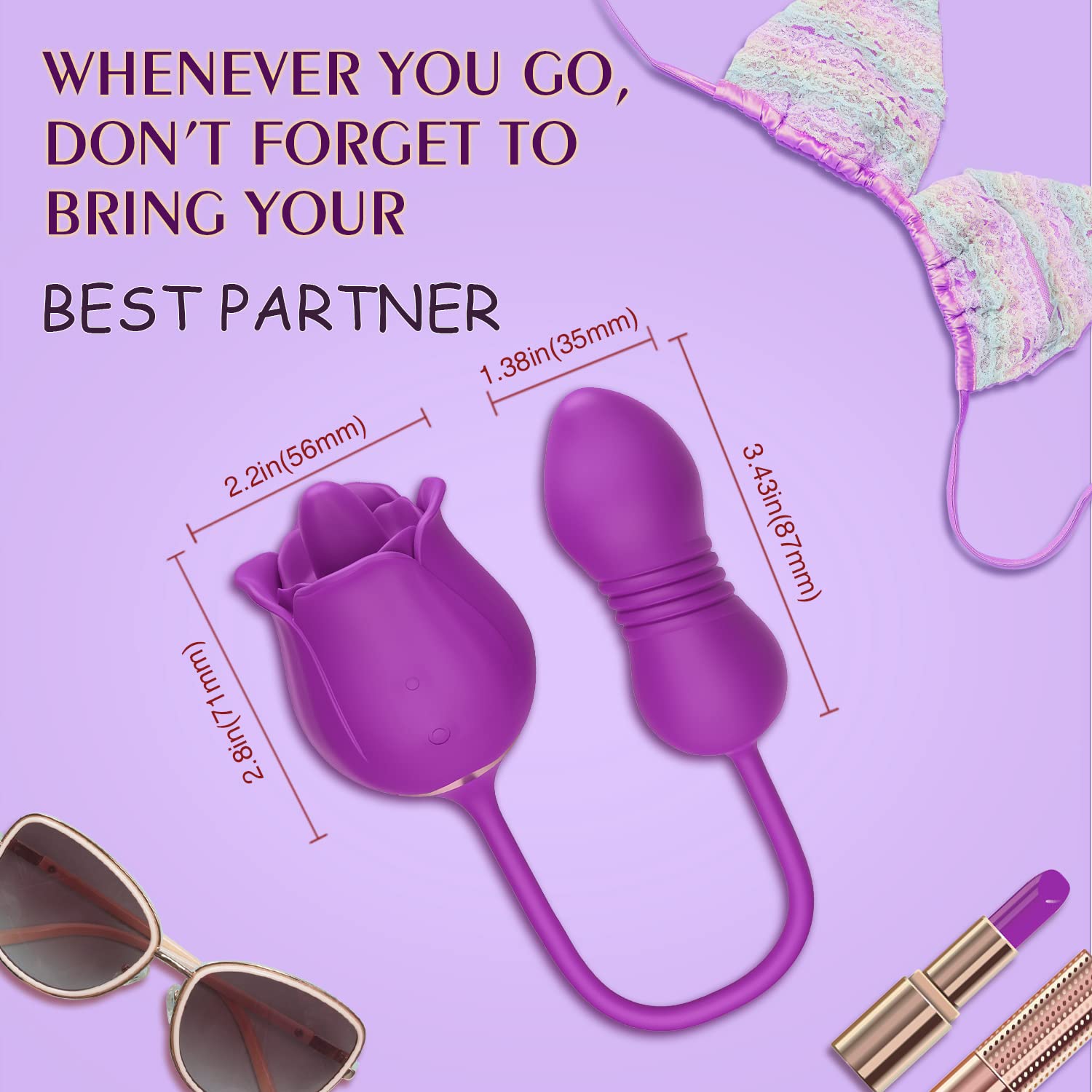 Rose Vibrating Tongue Licking Waterproof Vibrator – product view 6