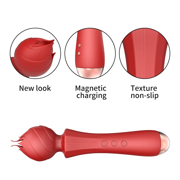 20 Frequency Vibration Mode Rose Vibrators Magic Wand Rechargeable – product view 7