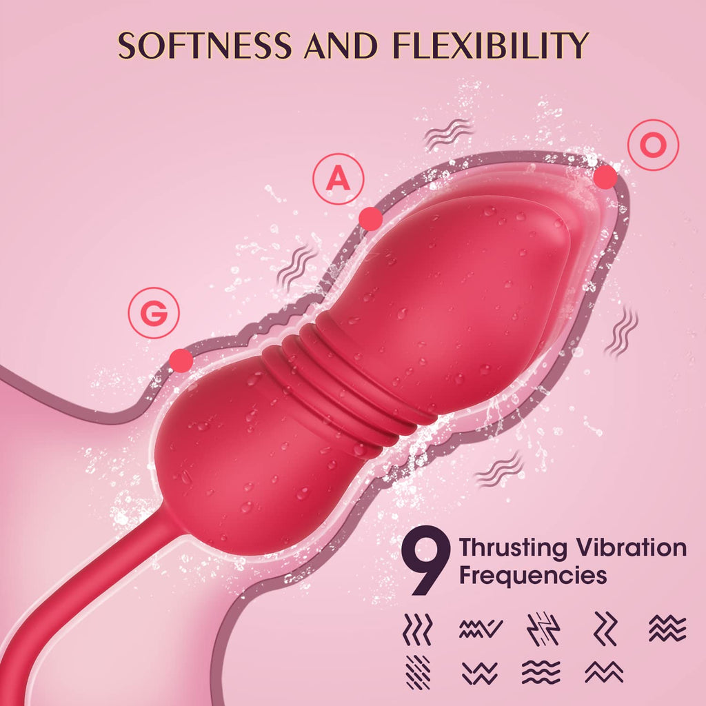Rose Sex Toys Dildo Vibrator - 3in1 Adult Toys Sex Stimulator for Women with 9 Tongue Licking & Thrusting Dildo G Spot Vibrators – product view 3