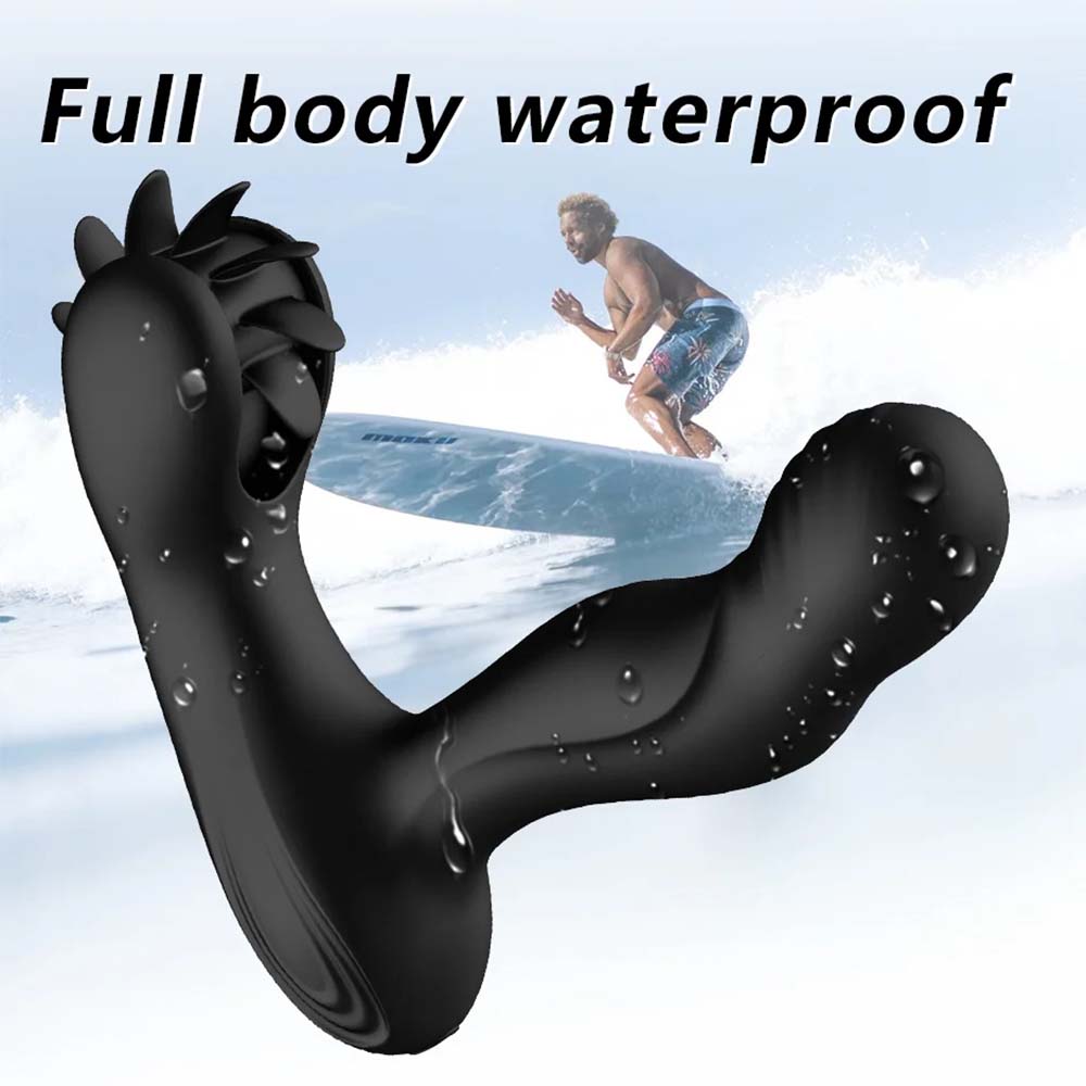 Remote Control Dual Vibrating Heated Tongue Licking Clitoris Stimulator Anal Plug – product view 7