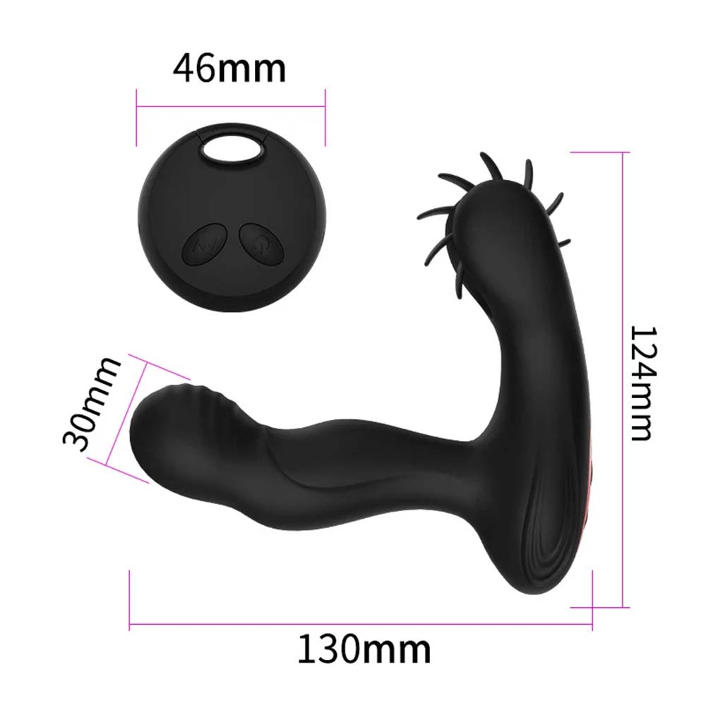Remote Control Dual Vibrating Heated Tongue Licking Clitoris Stimulator Anal Plug – product view 9