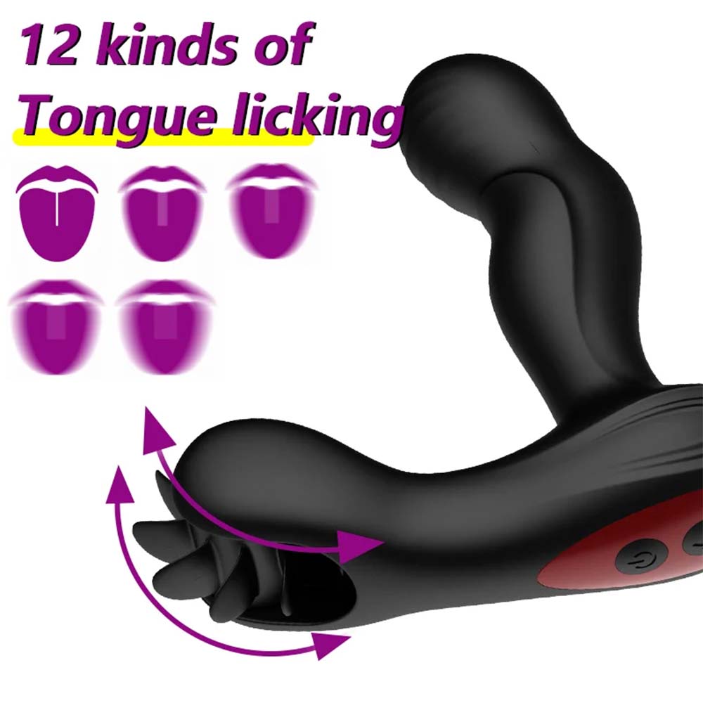 Remote Control Dual Vibrating Heated Tongue Licking Clitoris Stimulator Anal Plug – product view 2