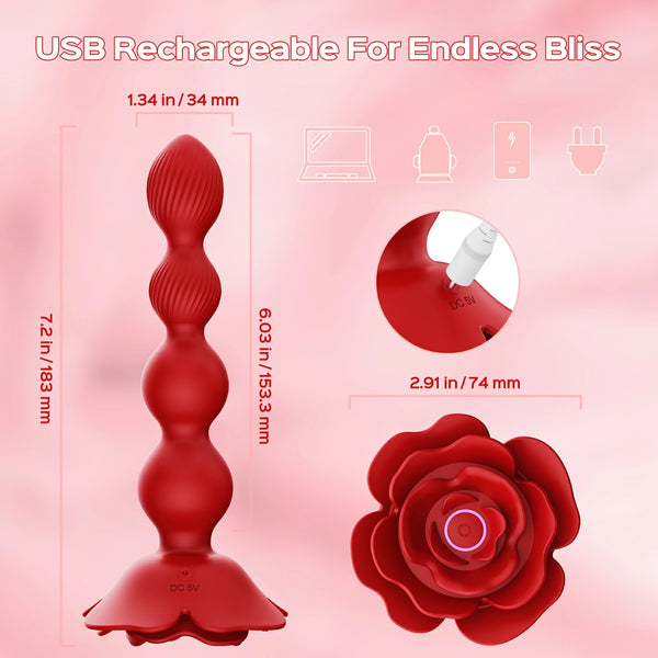 Rose Gyrating Anal Beads – product view 6