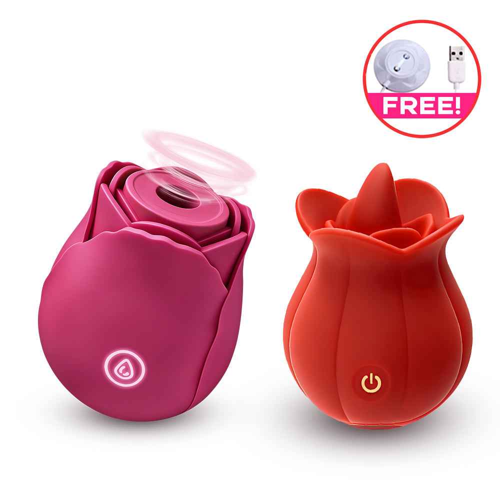 Rose Suction Massager Set with Extra Charging Cable - AnneToys