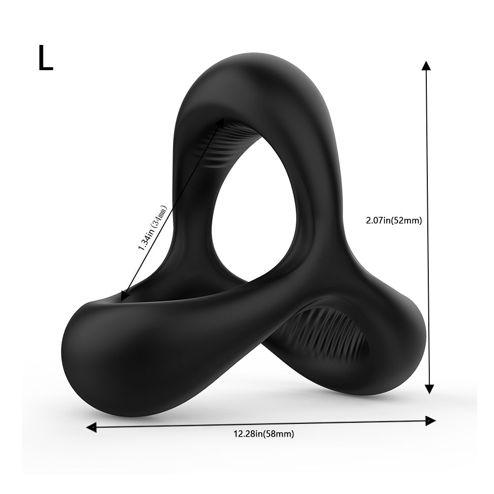 Three-In-One Lock Ring Silicone Penis Vibration Delay Ring – product view 3