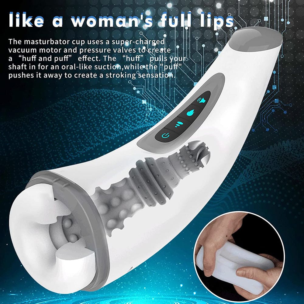 SparkSolo 7 Vibration 3 Sucking Smart Heating Automatic Male Stroker Hands Free Blowjob Pleasure Realistic Textured Ultra-Soft Blowjob Toy – product view 4